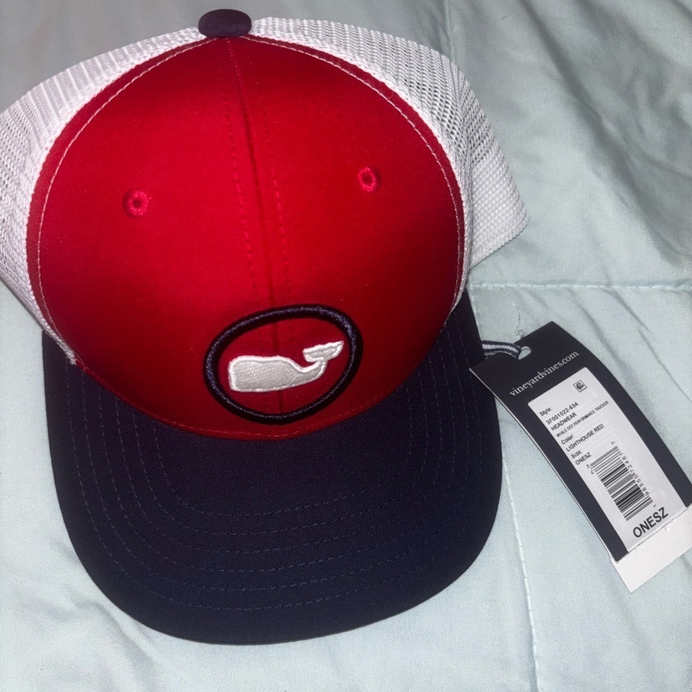 Vineyard Vines Red and Navy Mesh Cap